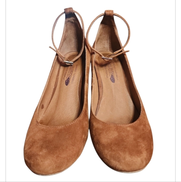 Jeffrey Campbell x Free People Delta Rust Suede Block Wood Heel Ankle Strap Boho - Picture 5 of 13